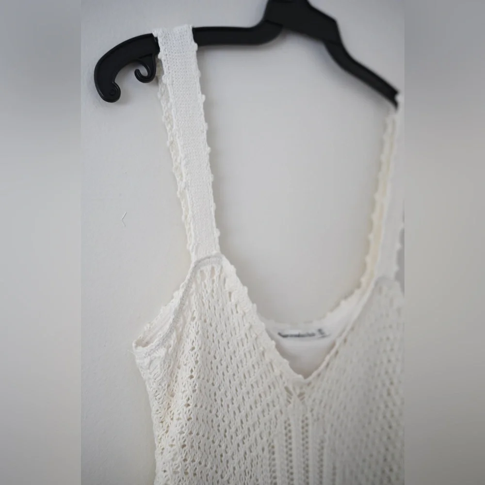 Abercrombie & Fitch Cream Crochet Knit Dress Boho Midi Size M (Tall) Fairy - Picture 12 of 15